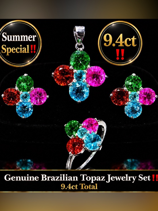 Kay Jewelers Jewelry - Neon TOPAZ‼️ 14k over Sterling. Ring sz-7 , Earrings, Pendant & Chai